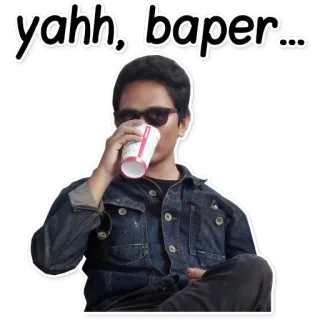 😎 yahh, baper... pessoa, bebendo, óculos, café telegram sticker