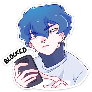 🙃 BLOCKED bloqueado, desenho animado, emo, texto, adesivo whatsapp sticker