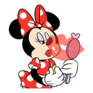 💄 Minnie Mouse cartoon, mouse, female, polka dots, disney, character whatsapp sticker