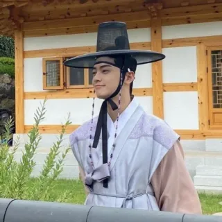 🤗 coreano, uomo, abbigliamento tradizionale, cappello telegram sticker