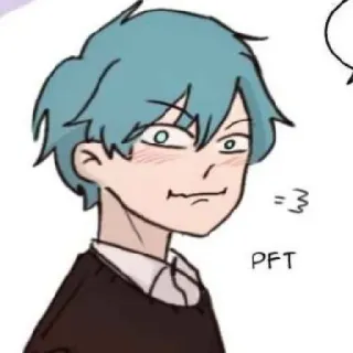 ❤️‍🔥 PFT การ์ตูน, ตลก, สีหน้า, หน้า, ภาพวาด, ผมสีฟ้า telegram sticker
