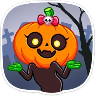 🤷‍♀️ zucca, halloween, adesivo, teschio, carino, cartone animato telegram sticker