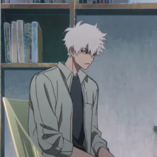 ⌚️ Anime, Personagem, Cabelo branco, Masculino, Triste, Mangá telegram sticker