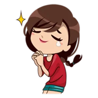 😁 Kreskówka, Dziewczyna, Słodkie, Błagalny, Wdzięczny, Iskierka whatsapp sticker