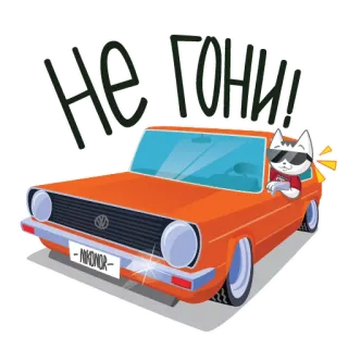 🍄 НЕ ГОНИ! кот, машина, вождение, мультфильм, солнцезащитные очки telegram sticker