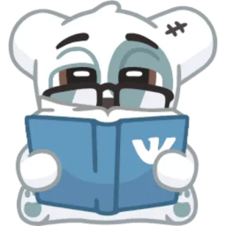 🧐 bear, reading, glasses, vk, animal, sticker telegram sticker