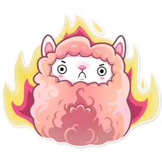 😡 Alpaka, Flamme, Wütend, Cartoon, Tier, Süß, Sticker whatsapp sticker