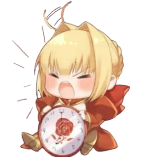 😤 Saber Fate อนิเมะ, จิบิ, น่ารัก, นาฬิกา, เฟท telegram sticker