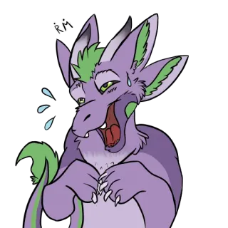 😂 卡通, 插画, 兽人, 幻想, 爬行动物, 生物, 表情, 紫色 whatsapp sticker