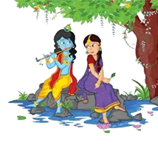 💑 Krishna 神, 印度教, 拉达, 爱, 奎师那, 印度 telegram sticker