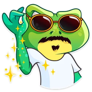 😎 frog, sunglasses, sparkle, cool, cartoon, sticker, character telegram sticker