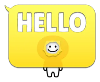 ✋ HELLO hallo, groet, geel, personage, vriendelijk telegram sticker