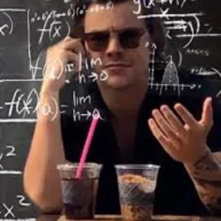 😳 Harry Styles harry styles, thinking, mathematics, drink, meme telegram sticker