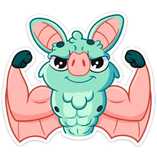 💪 Hoạt hình, Quái vật, Cơ bắp, Tay, Sức mạnh, Hài hước, Dễ thương telegram sticker