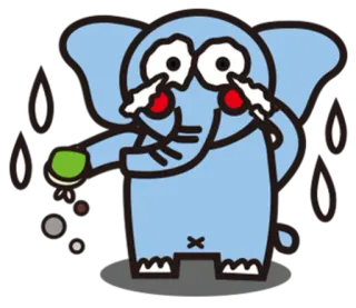 😰 weinen, elefant, traurig, cartoon, tränen, süß, blau telegram sticker