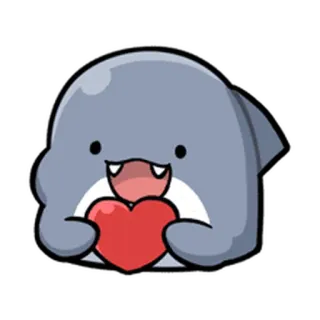 😐 귀여운, 만화, 하트, 동물, 상어 telegram sticker