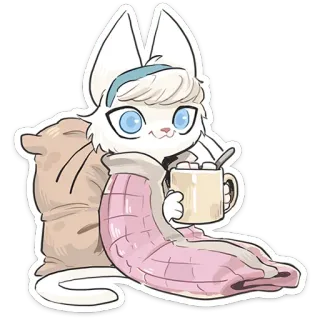 ☕️ 猫, マシュマロ, ホットチョコレート, かわいい, 毛布, 癒し telegram sticker