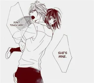 ❤ DON'T TOUCH HER! SHE'S MINE. Anime, Mangá, Casal, Romance, Possessivo, Protetor telegram sticker