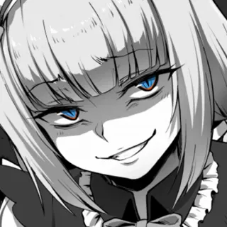 😏 anime, manga, sonrisa burlona, dibujos animados, chica, ojos azules telegram sticker