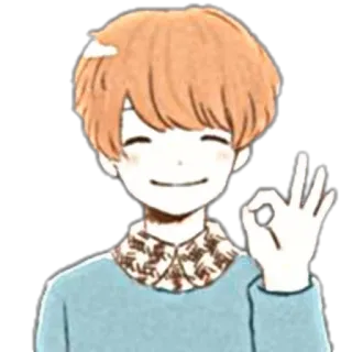 🌨 ok, gestur, anime, anak laki-laki, orang, ilustrasi, stiker telegram sticker