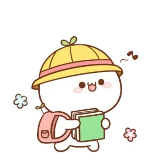 😼 cartoon, school, child, hat, cute, book, backpack telegram sticker