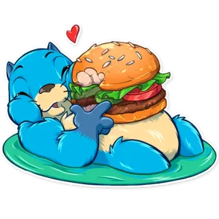 🍔 Cartoon, Tier, Burger, Essen, Niedlich, Sticker, Illustration telegram sticker