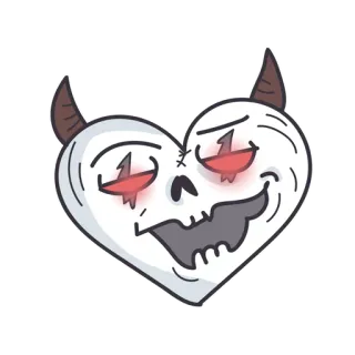 ❤️ Herz, Schädel, Teufel, Hörner, Cartoon telegram sticker