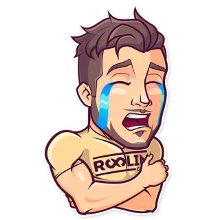 😢 ROOLIV 哭, 悲伤, 情绪, 男人, 卡通, 贴纸 telegram sticker