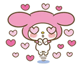 😍 My Melody Desenho animado, Sanrio, Kawaii, Fofo, Corações, Personagem telegram sticker