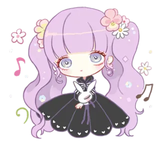 🙂 可爱, 动漫, 女孩, 卡哇伊, 卡通, 插画, 粉彩, 裙子, 角色 telegram sticker
