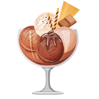 🍧 мороженое, десерт, шоколад, еда, сладкое, сандей, стакан, вафля telegram sticker