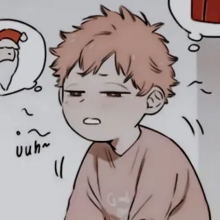 🥯 uuh~ Anime, Kreskówka, Chłopak, Święty Mikołaj, Boże Narodzenie, Sen telegram sticker