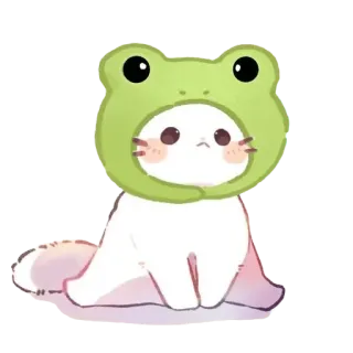 🐸 gato, rana, lindo, animal, sombrero, kawaii, pegatina, dibujo animado whatsapp sticker