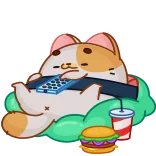 📺 mèo, bàn phím, bánh burger, lười biếng, soda, hoạt hình telegram sticker