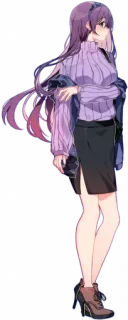 💜 cô gái anime, tóc tím, váy, thời trang, minh họa telegram sticker
