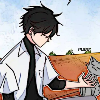 🌊 PURR! 猫, アニメ, ペット, 漫画, 人間, ゴロゴロ telegram sticker
