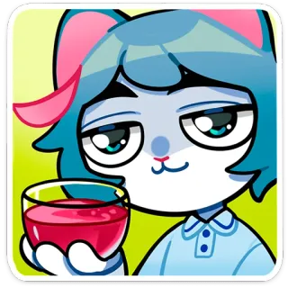 🍷 kreskówka, zwierzę, napój, słodki, ilustracja, postać, picie, kapryśny telegram sticker