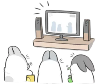 🐰 kelinci, nonton tv, imut, binatang telegram sticker