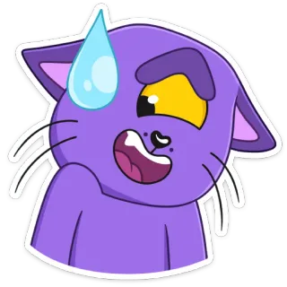 😅 kucing, kartun, tetes keringat, cemas, kucing ungu, gugup, emoji, stiker telegram sticker