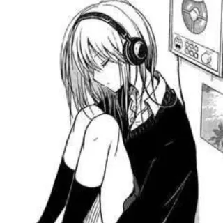 🦔 Anime, Dziewczyna, Słuchawki, Muzyka, Manga telegram sticker