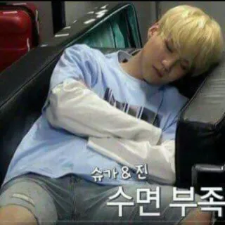 🍪 슈가 & 진 수면 부족 사람, 자는, 한국, 피곤, 낮잠, 슈가, 진 telegram sticker