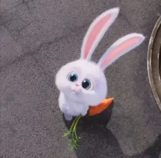 🙃 Snowball The Secret Life of Pets bunny, rabbit, cute, carrot, animal, pet, cartoon telegram sticker
