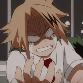 😰 Denki Kaminari My Hero Academia anime, my hero academia, denki kaminari, shocked, electric, embarrassed, funny whatsapp sticker