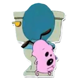 🚽 Courage Courage the Cowardly Dog Cartoon, Toilette, Courage der feige Hund, Hund, Verängstigt telegram sticker