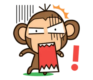 🐵 ลิง, การ์ตูน, ตกใจ, เครื่องหมายอัศเจรีย์, โกรธ, ประหลาดใจ telegram sticker