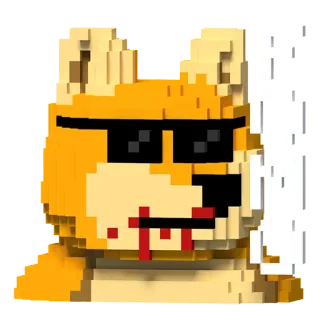 😘 PIXEL MEMES chien, pixel, mème, pixellisé, dessin animé, lunettes de soleil, sang telegram sticker