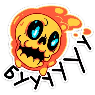 👻 OHHHH YIKES crâne, aïe, dessin animé, drôle, orange, mignon whatsapp sticker
