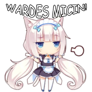 👦 WARDES MICIN! Garota anime, Chibi, Orelhas de gato, Roupa de empregada, Fofo, Adesivo telegram sticker