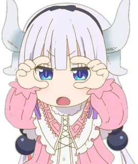 🍄 Kanna Kamui Miss Kobayashi's Dragon Maid Anime, Drache, Niedlich, Kanna Kamui, Miss Kobayashi's Dragon Maid, Hörner, Cartoon telegram sticker