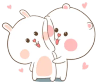 ☺️ Hase, Bär, süß, Herzen, Cartoon, Liebe, Paar, entzückend telegram sticker